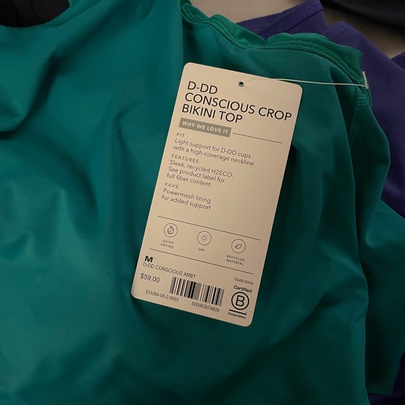 Athleta D-DD Conscious Crop Bikini Top NWT Teal - Picture 6 of 6